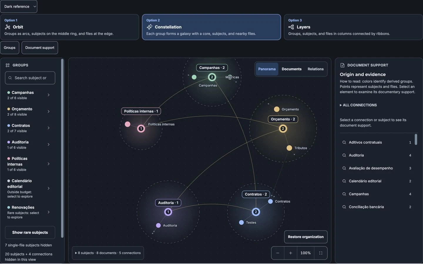 Actual application screen: Constellation